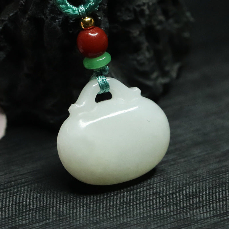 White Jade Ruyi Lock Necklace made with Natural Hotan Jade