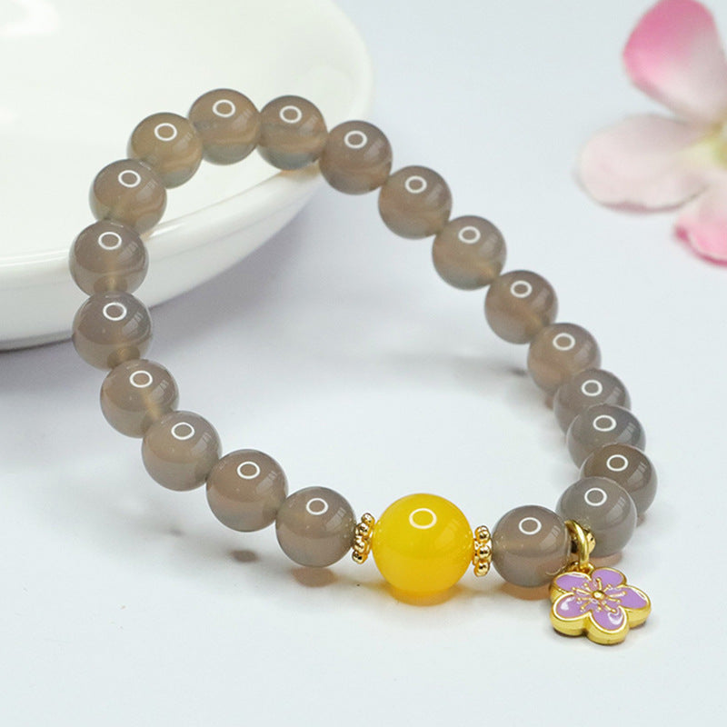 Purple Chalcedony Flower Bracelet