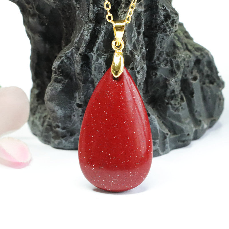 Cinnabar Pendant Purple Gold Sand Water Drop Pendant Jewelry