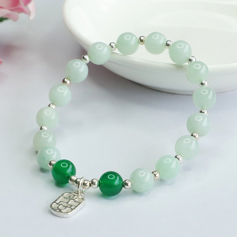 Elegant Sterling Silver Jade Bracelet by Ping An Brand