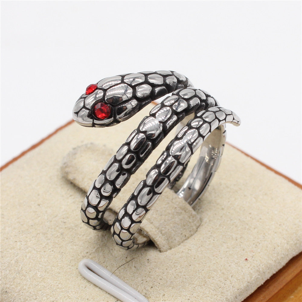 Retro Fashion Snake Titanium Steel Ring for Men