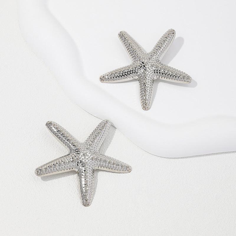 Stylish Starfish Shape Metal Stud Earrings for Women - Vienna Verve Collection