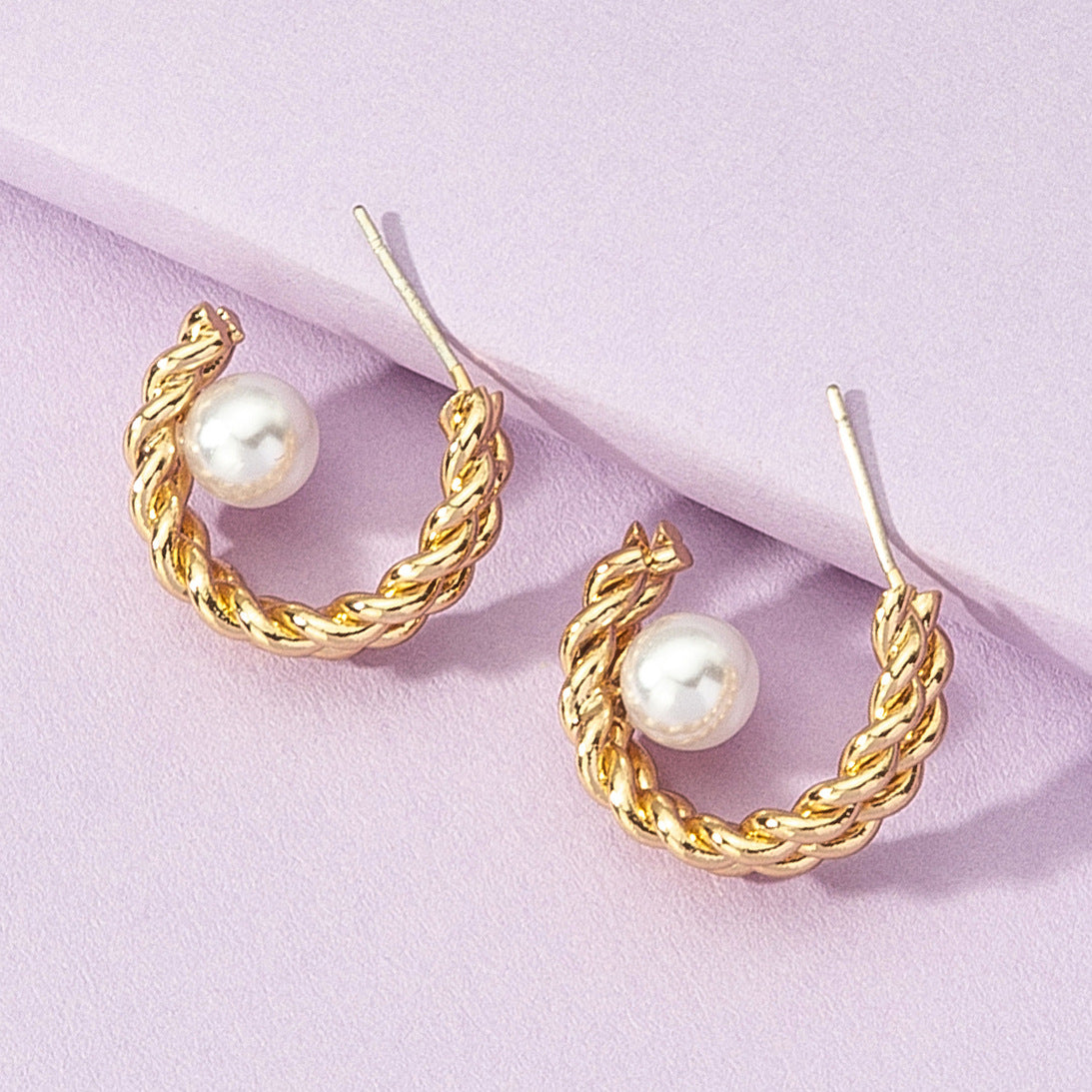 Exaggerated Twist Braided Pearl Earrings - Vienna Verve Collection