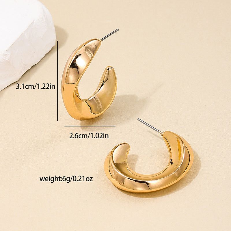 French Chic Parisian Style Earrings Set with C-Shaped Rings