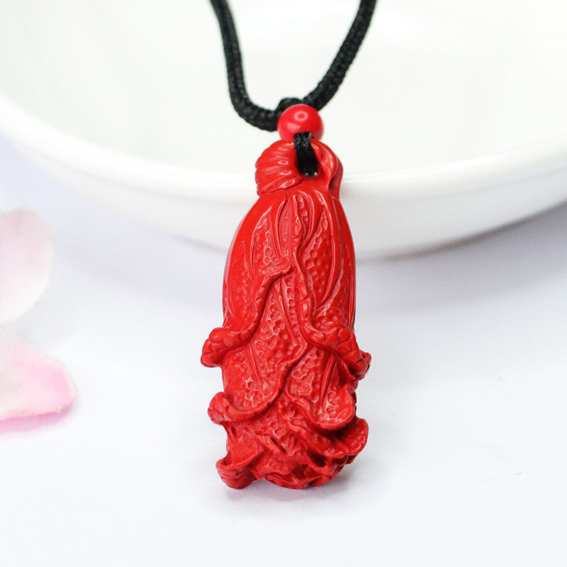 Cinnabar Cabbage Pendant Necklace