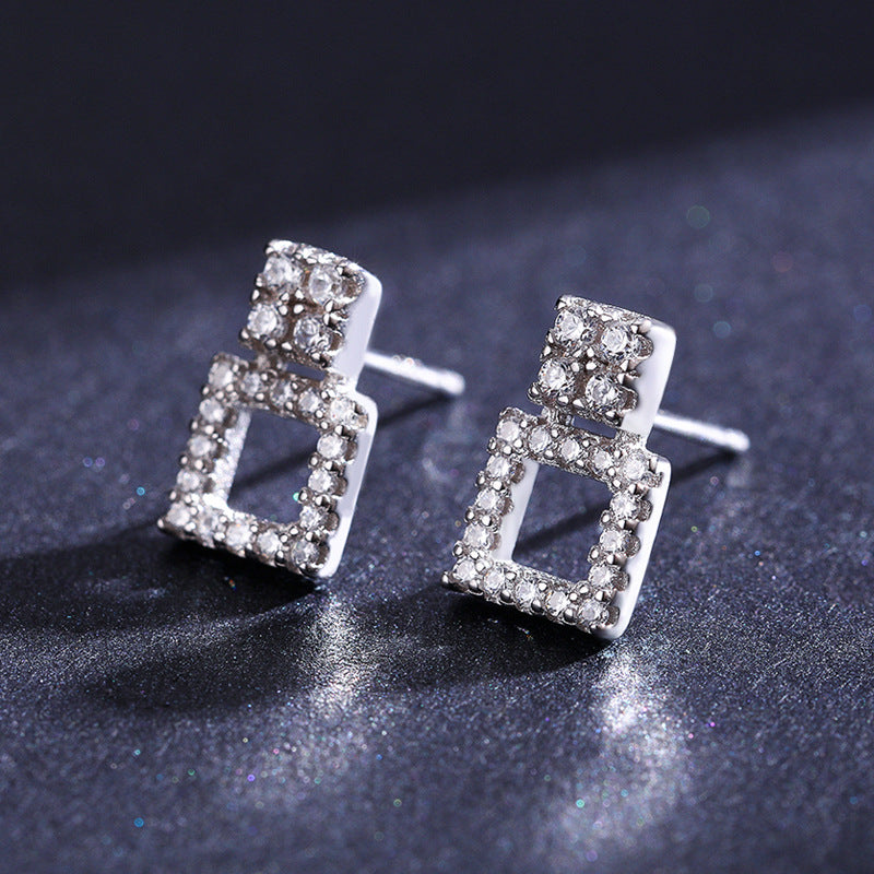 Elegant Korean Style S925 Silver Earrings with Sparkling Zircon for Women, Ideal for Stylish Parties and Popular in Europe and America