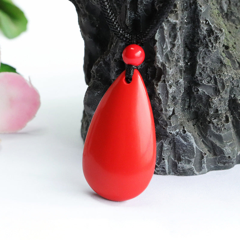 Cinnabar Water Drop Pendant Red Sand Pendant