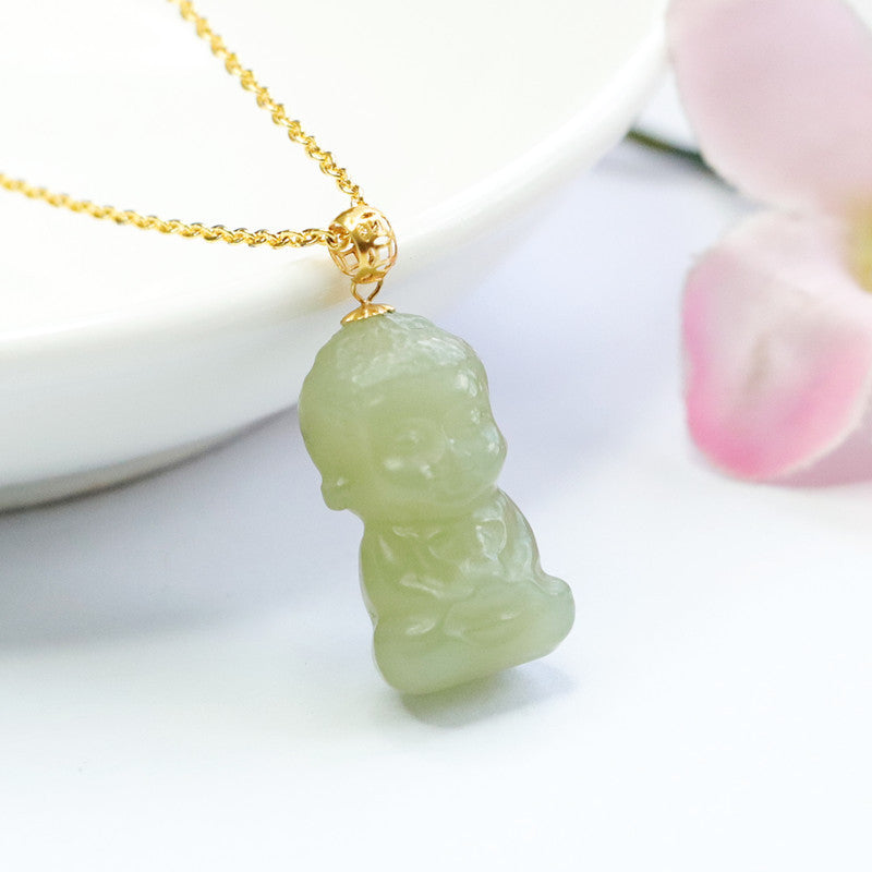 Baby Buddha Jade Necklace crafted from Natural Hotan Jade