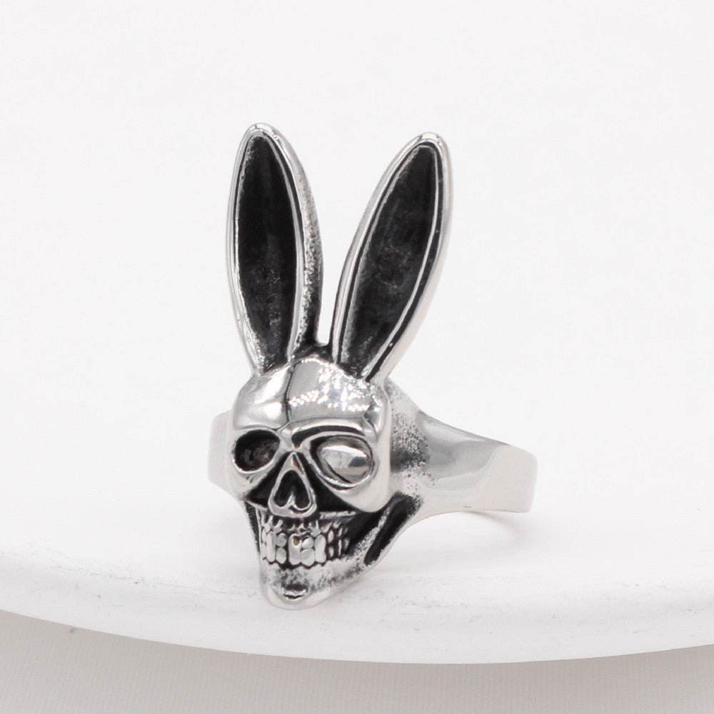 Skeleton Rabbit Titanium Steel Ring for Men