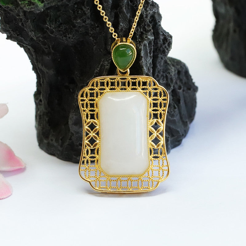 S925 Sterling Silver Hetian Jade Fortune Necklace