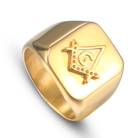 Stylish Men's Freemasonry Titanium Steel Ring – A Touch of Modern Elegance