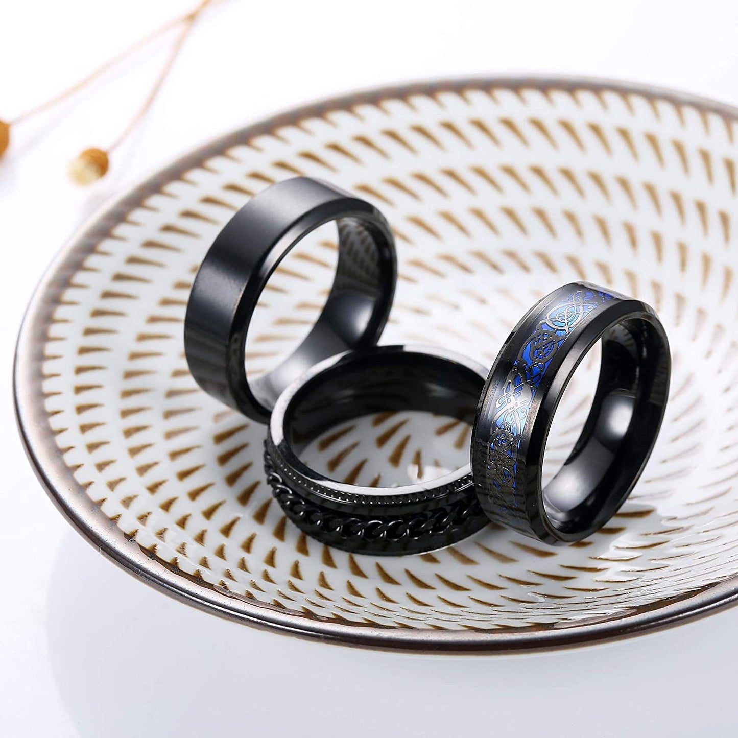 Rotating Titanium Steel Ring Set - Stylish Men's Jewelry Collection