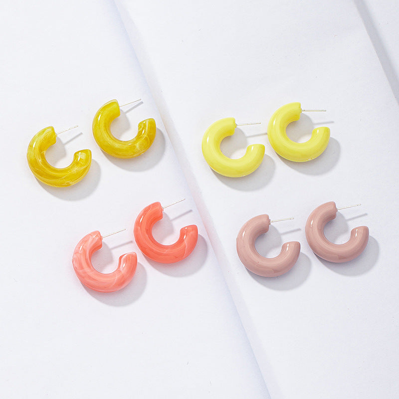 Vienna Verve Resin Acrylic Exaggerated Earrings Set - Wholesale 4 Pairs