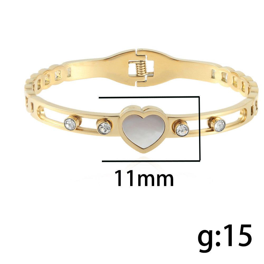 Elegant Hollow Heart Love Bracelet in Titanium Steel - Fashion-Forward Women's Accessory