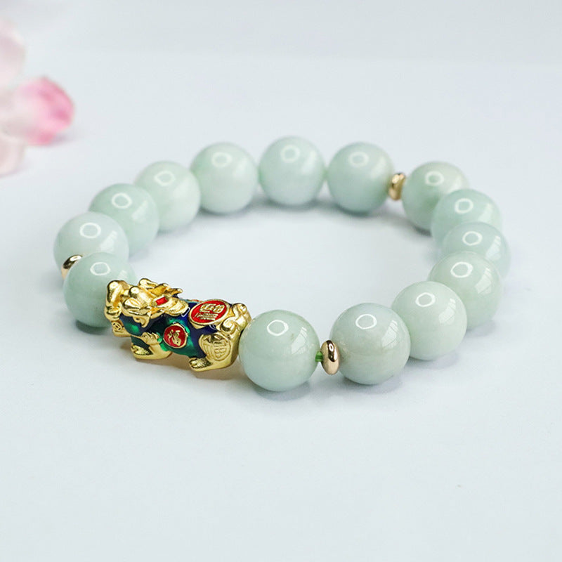 Jade Pixiu Sterling Silver Bracelet - Fortune's Favor Collection