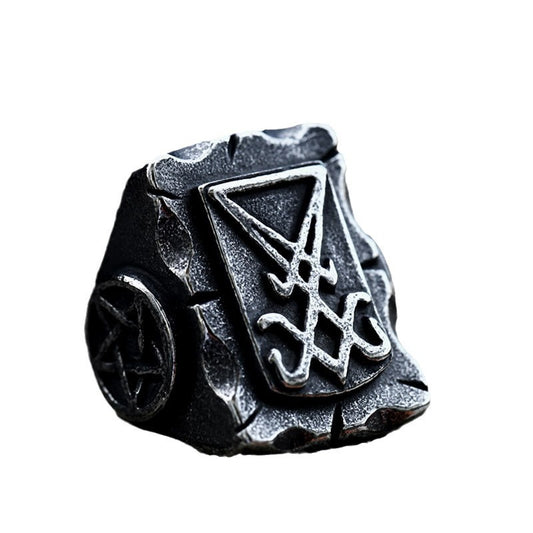 Lucifer Steel Titan Ring for Men - Bold Retro Jewelry