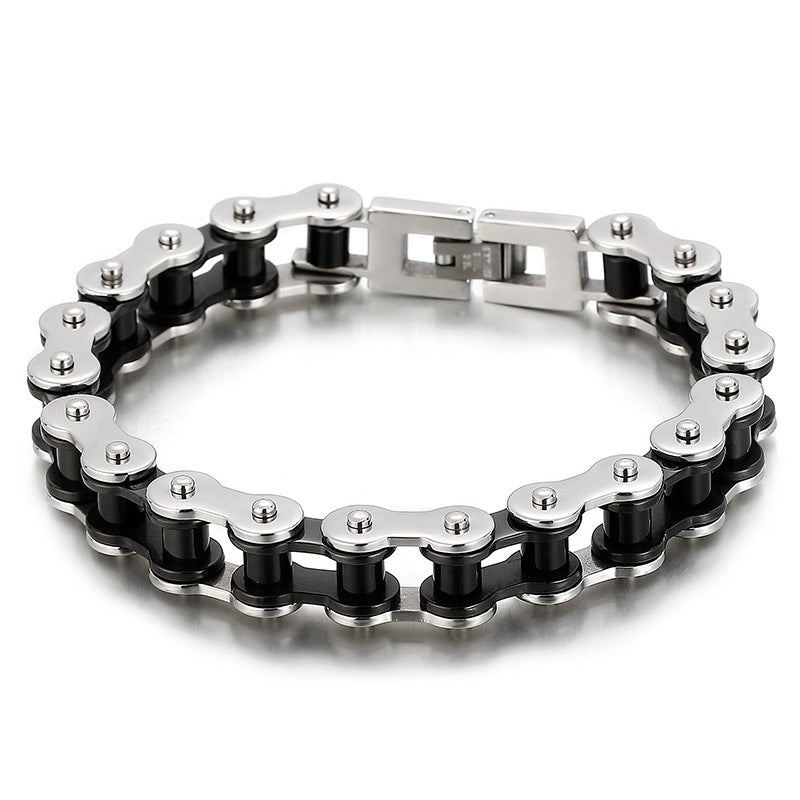 Personalized 11mm Men's Bicycle Bracelet in Rock Hip-Hop Style - European and American Design