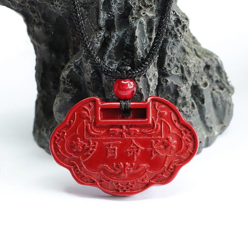 Elegant Vermilion Sand Purple Gold Ruyi Lock Pendant