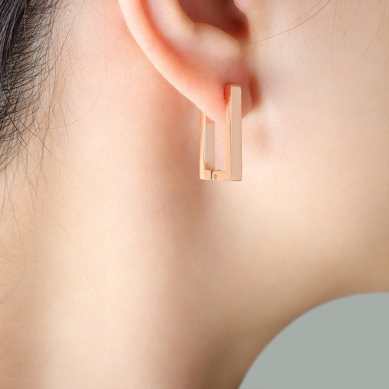 Geometry-inspired Titanium Gold-Plated Earrings with a Modern Twist