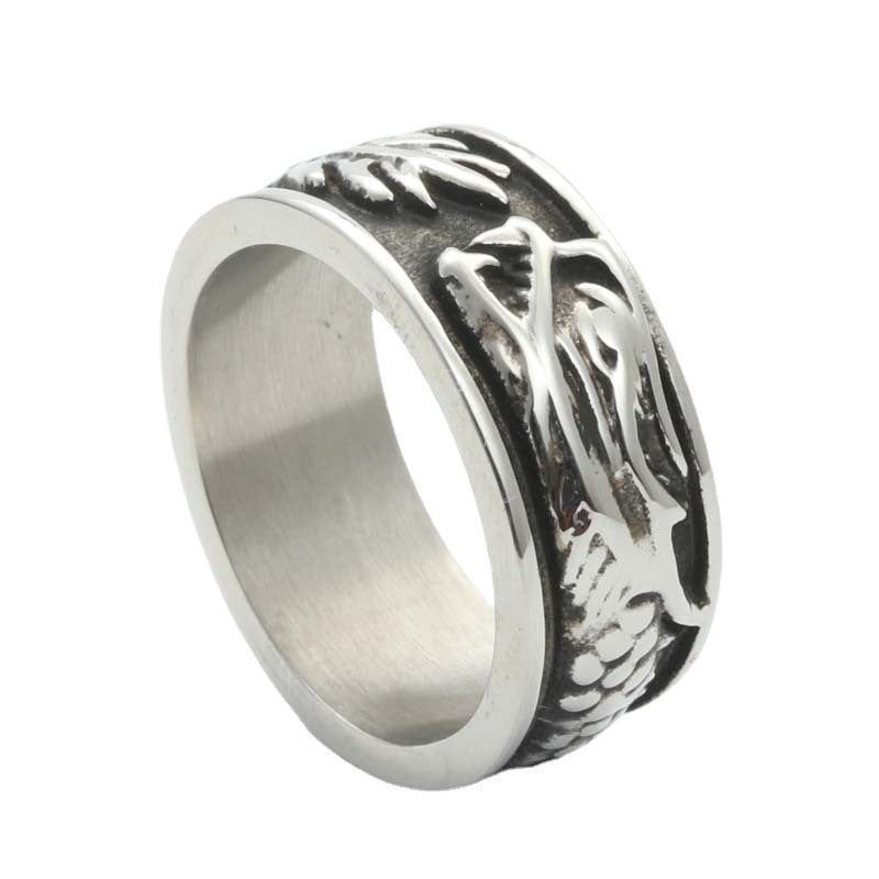 Titanium Steel Dragon Ring for Men - Retro Punk Animal Jewelry