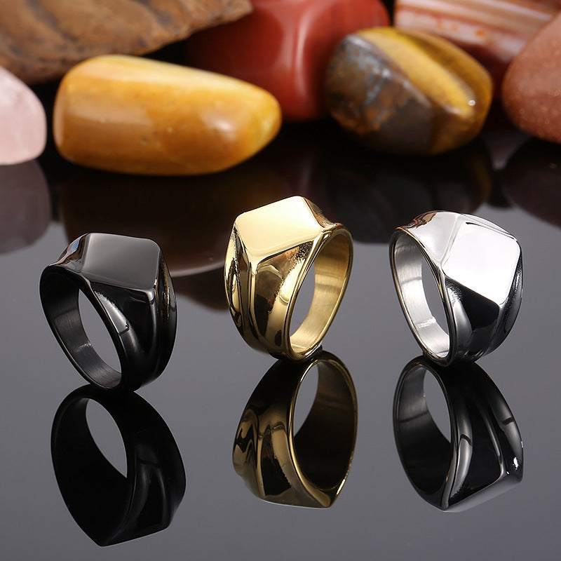 Trendy Prismatic Titanium Steel Ring for Men - European and American Hip-Hop Inspired Fashion Accessory