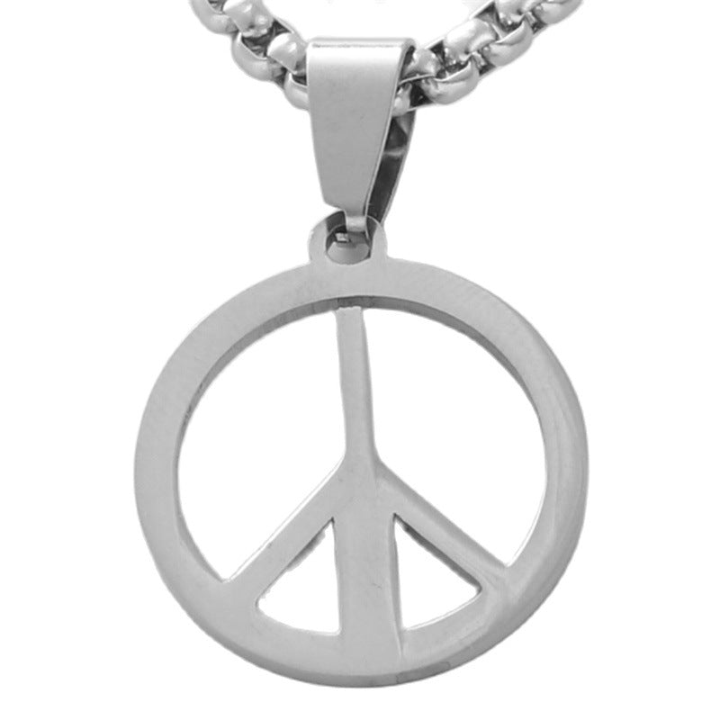 Personalized Retro Titanium Steel Hollow Round Pendant Necklace for Men