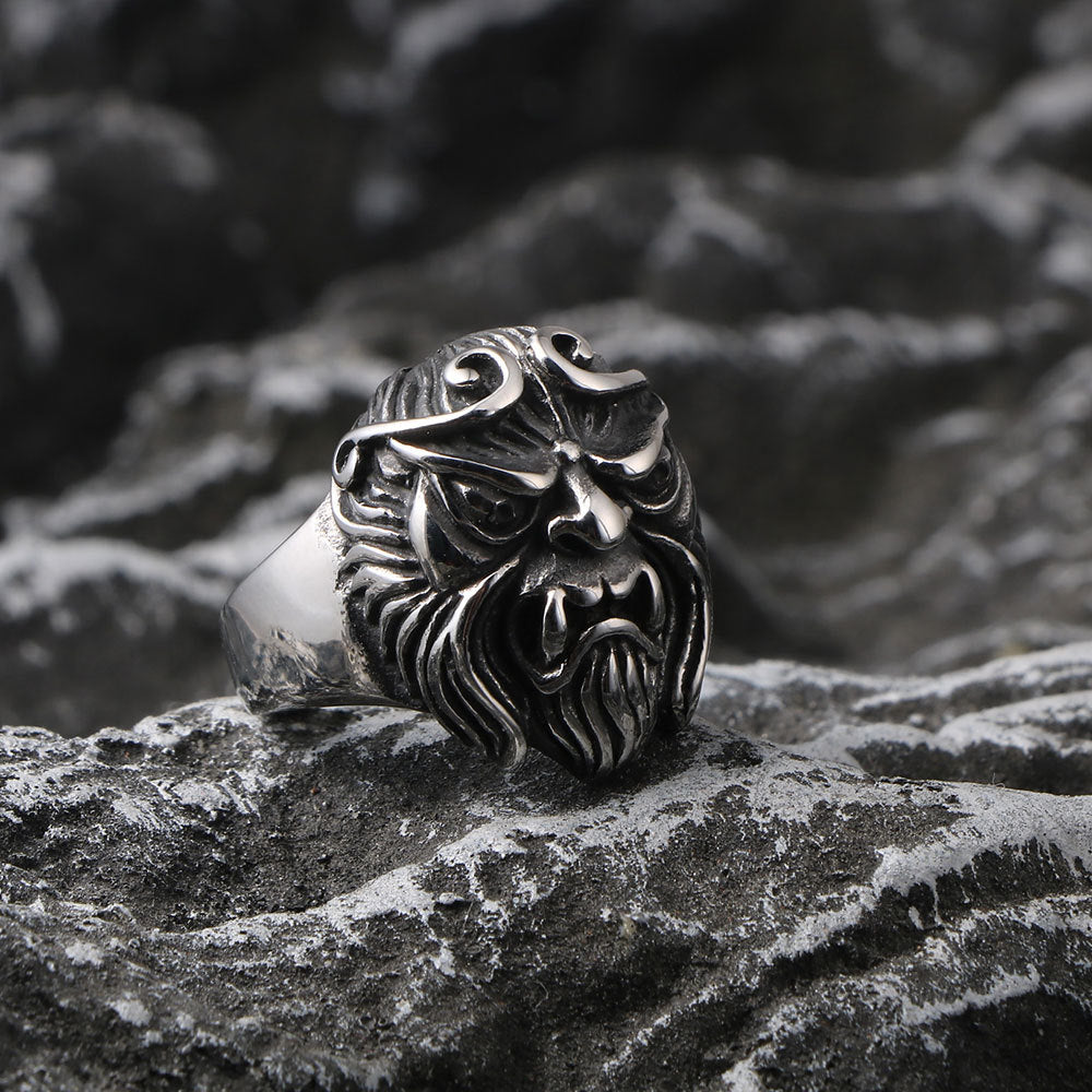 Titanium Steel Sun Wukong Ring - Year of the Monkey Zodiac Design for Men