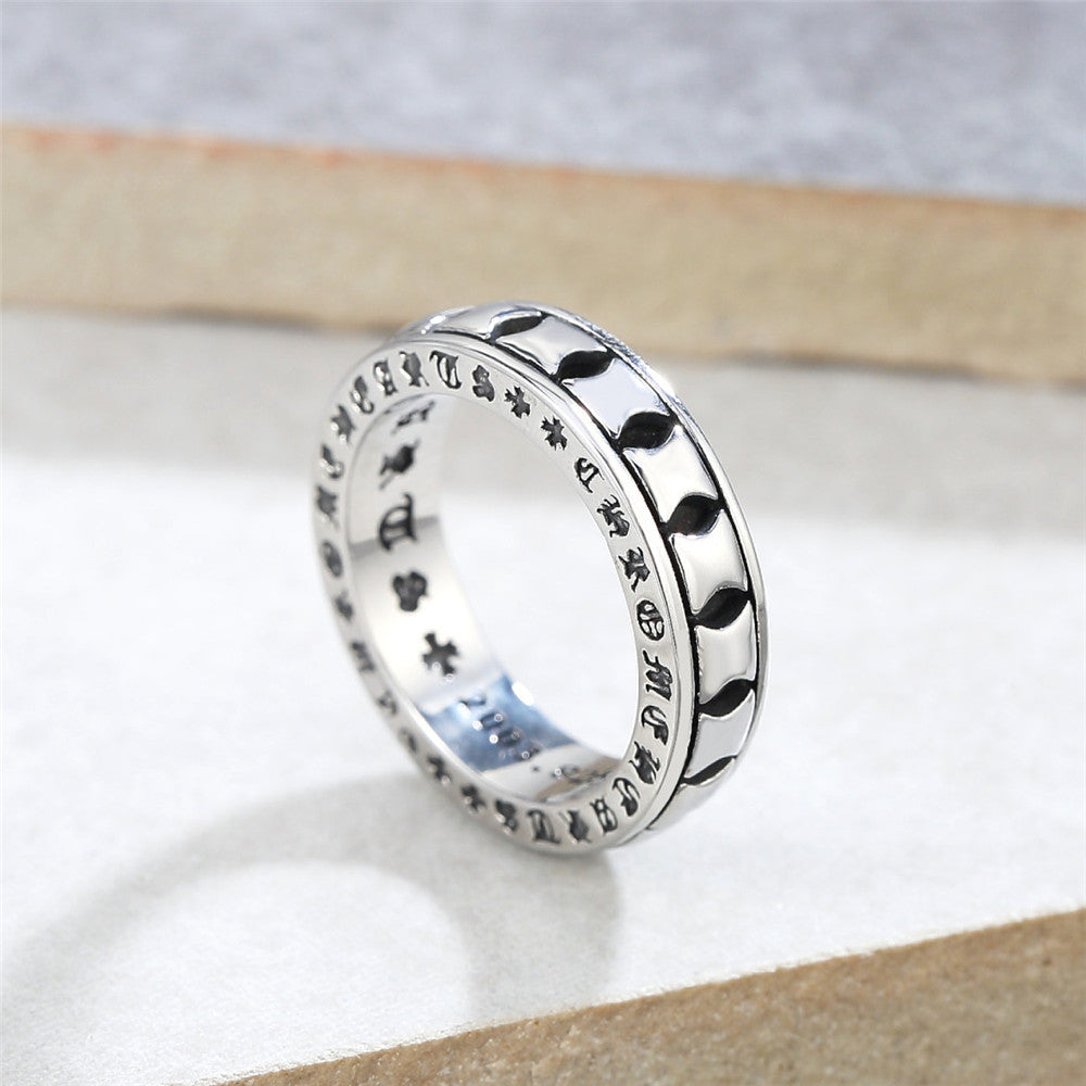 Retro Titanium Ring with Simple Ins Cold Wind Square Design