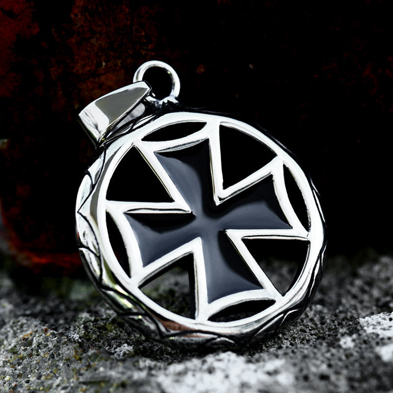 Men's Retro Titanium Steel Cross Pendant & Hollow Ring Jewelry - Wholesale Stainless Steel Collection