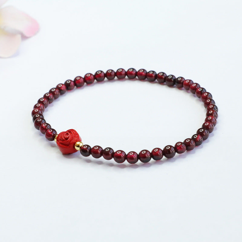 Vermilion Sand and Garnet Sterling Silver Bracelet