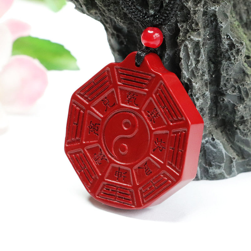 Vermilion Sand Bagua Tai Chi Pendant with Purple Gold Sand and Cinnabar Stone