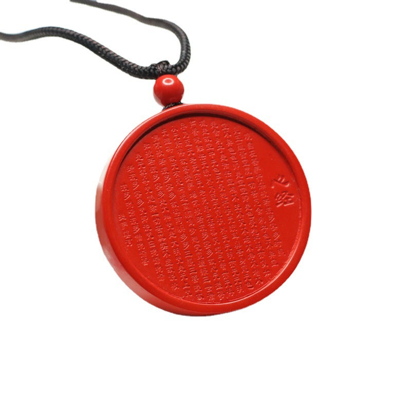 Cinnabar Heart Sutra Pendant Red Sand Round Pendant Jewelry