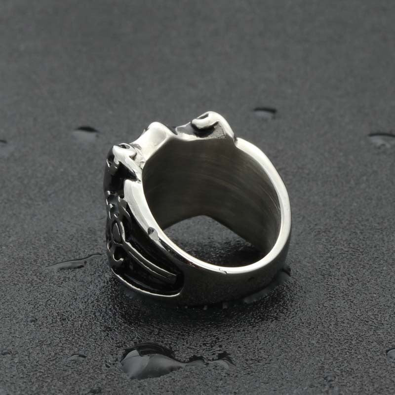 Titanium Steel Army Shield Ring for Men - Retro Punk Jewelry from Manufacturer