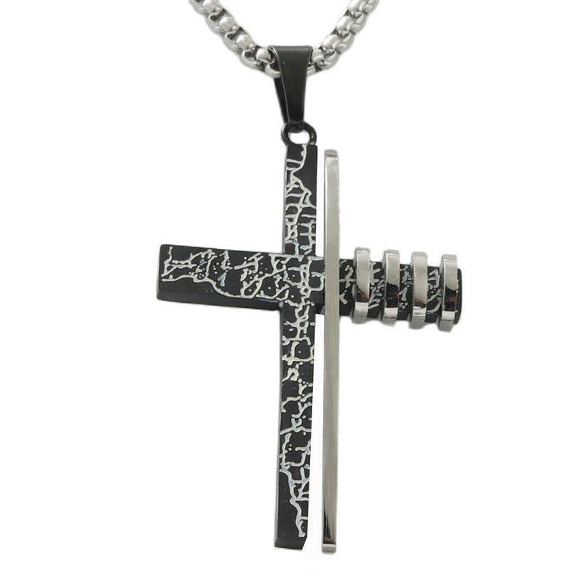 Personalized Retro Titanium Steel Cross Pendant Necklace for Trendy Men