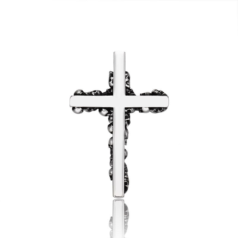 Wholesale Retro Skull Cross Pendant for Men - European and American Titanium Steel Jewelry