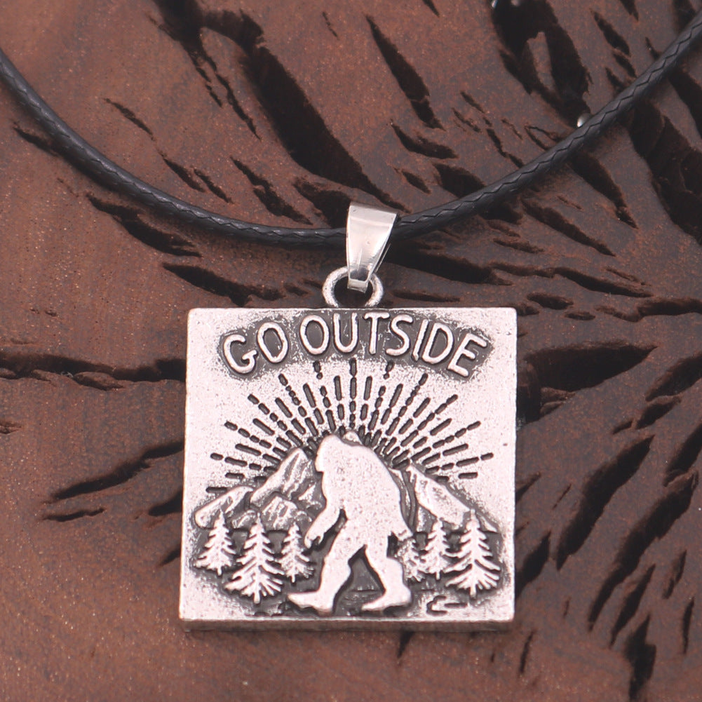 Bigfoot Pine Tree Camp Necklace - European & American Alphabet Totem for Men