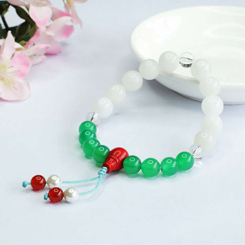 Elegant Chinese Wind Sterling Silver Jade Bracelet