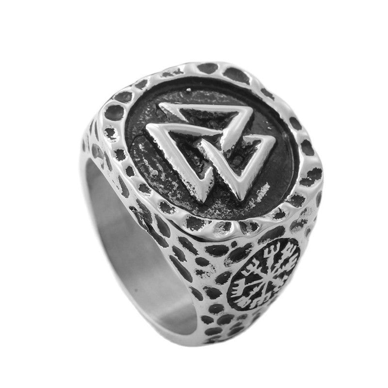 Titanium Steel Viking Triangle Ring - Retro Trendy Men's Accessory in Stainless Steel