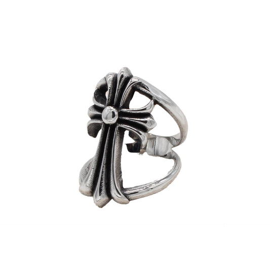 Exaggerated Cross Flower Split Shank Titanium Steel Ring for Men