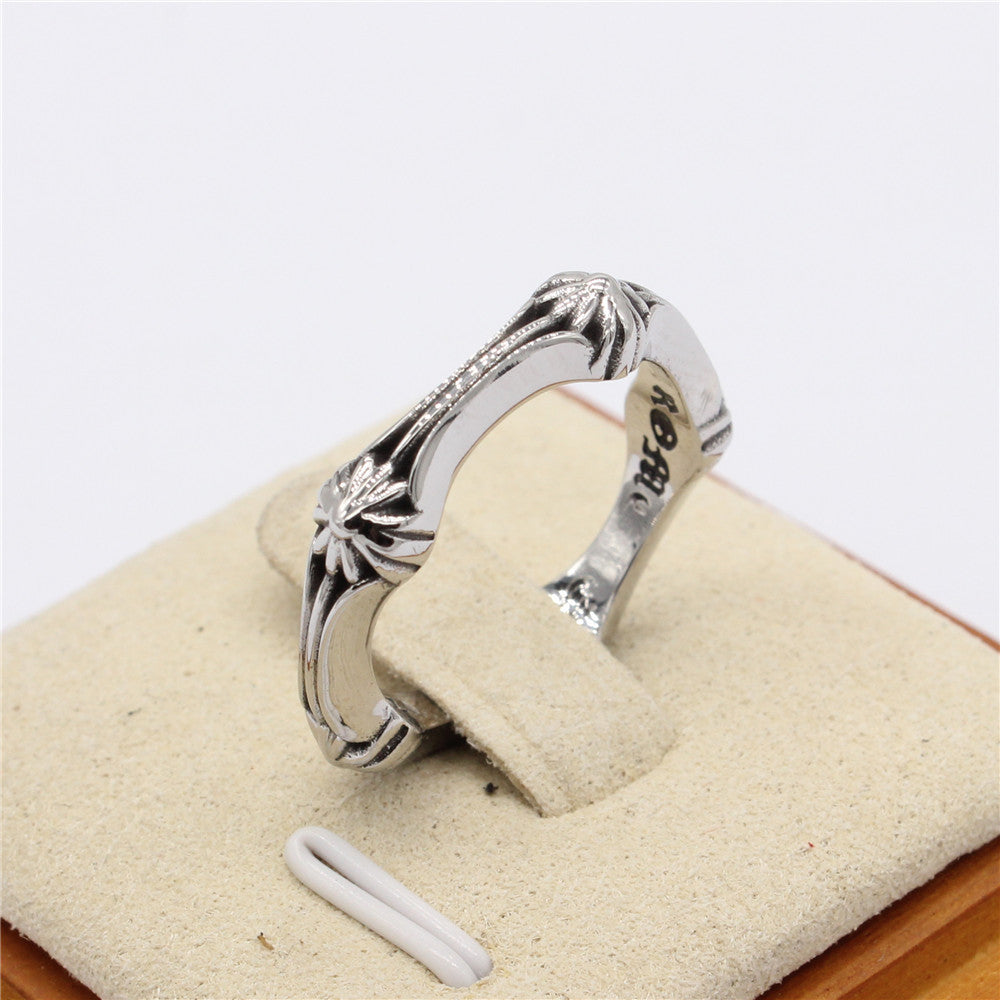 Cross Flower Connected Titanium Steel Ring for Men