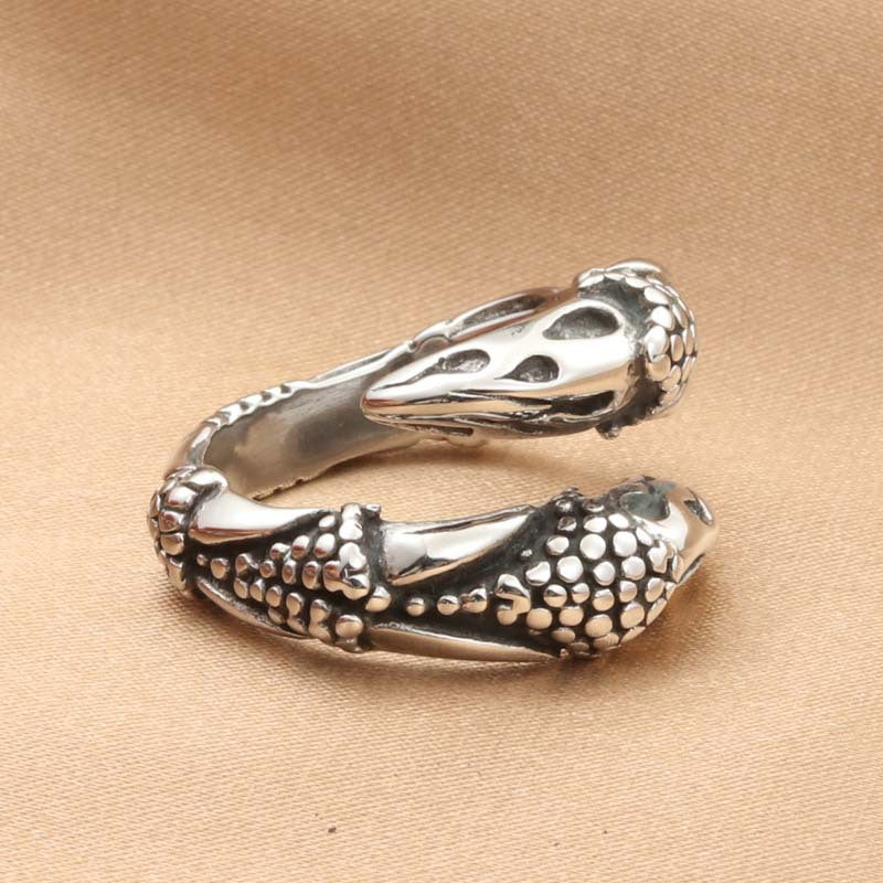 Titanium Steel Eagle Claw Ring - Retro Trendy Men's Accessory from Planderful Collection