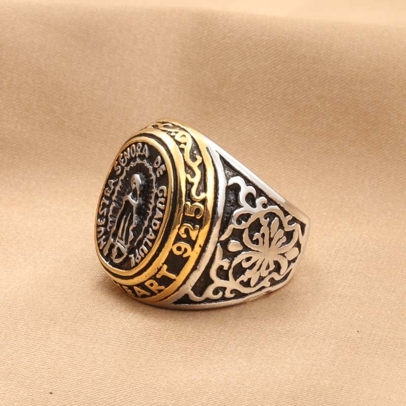 Titanium Steel Islamic Virgin Ring for Men - Retro Trendy Letter Accessory from Manufacturer