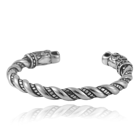 Titanium Steel Dragon Woven Bracelet for Men - Stylish Double Head Design