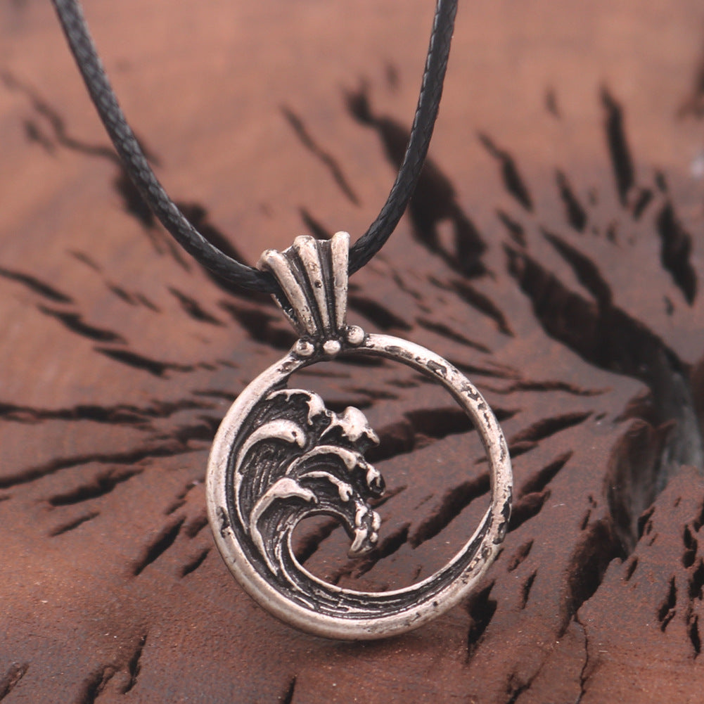 Wave Rider Metal Pendant Necklace - Men's Personalized Jewelry