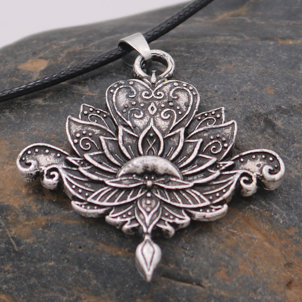 Vintage Mandala Metal Necklace with OM Pendant - Handmade Indian Yoga Jewelry