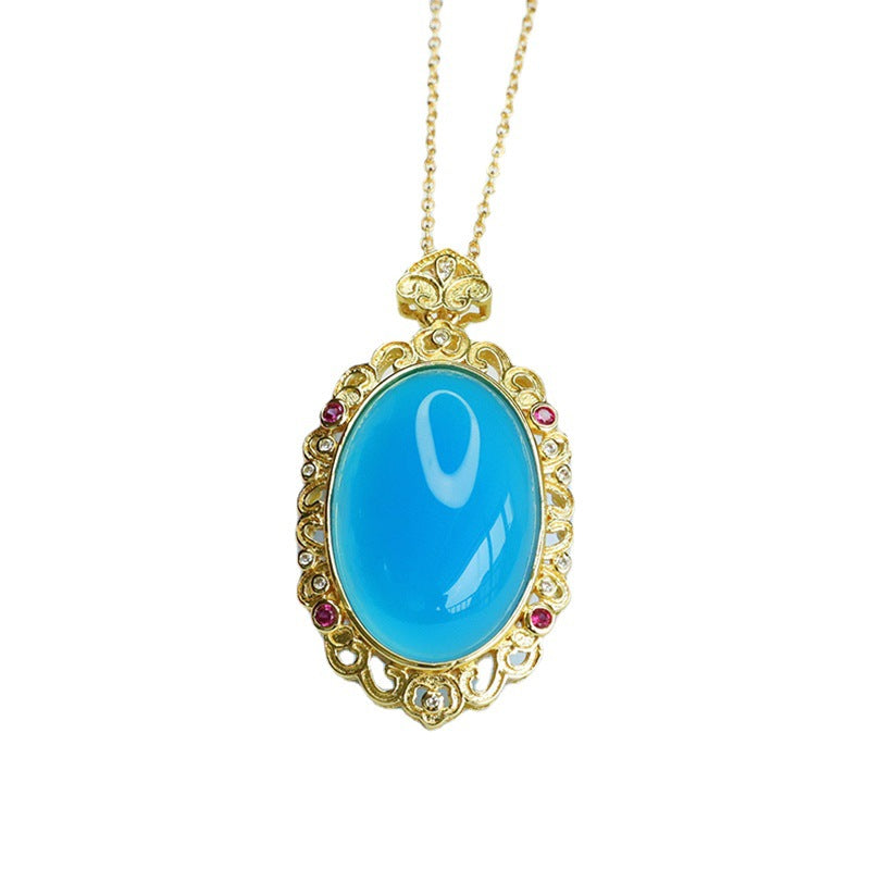 Pigeon Egg Ice Blue Chalcedony Pendant