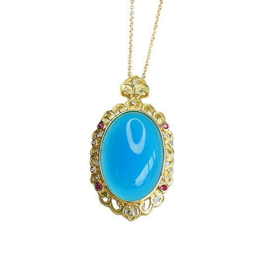 Pigeon Egg Ice Blue Chalcedony Pendant