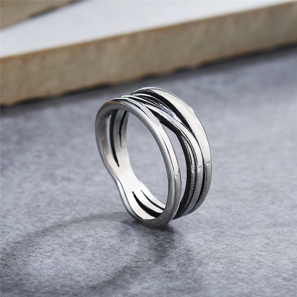 Simple Titanium Steel Ring for Women with Retro Korean Design