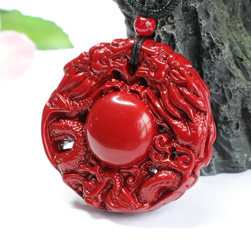 Cinnabar Pendant Double Dragon Brand Pendant Jewelry