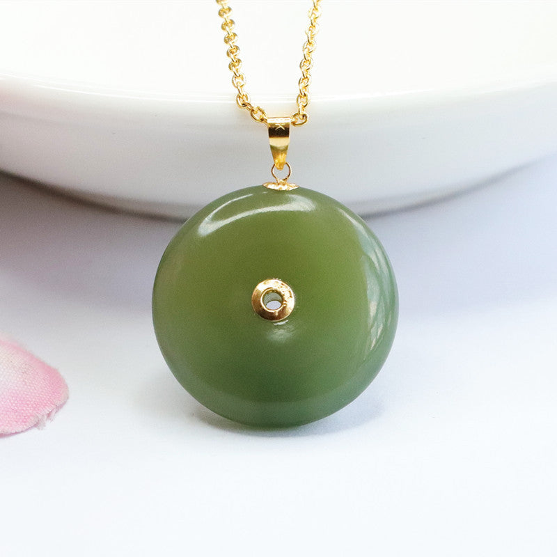 Blessed Fortune Sterling Silver Jade Pendant Necklace